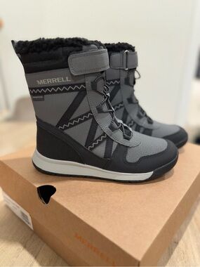 Merrell Kids Gray and Black Snow Boots NIB